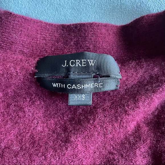 J Crew Cashmere Cardigan - Burgundy, Size XXS - Picture 3 of 3
